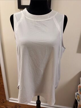 Athleta White Rib-Trim Sleeveless Tank